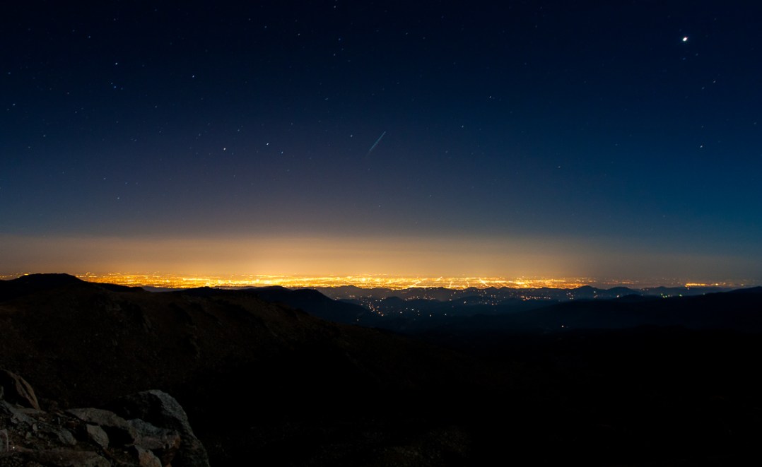 The Denver metropolitan area, viewed from high up in the Mount Evans Wilderness area.