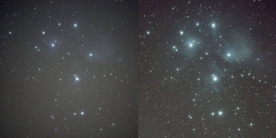 Light Polluted vs. Dark Site Exposure