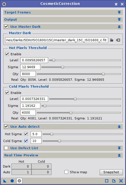 Cosmetic Correction Dialog
